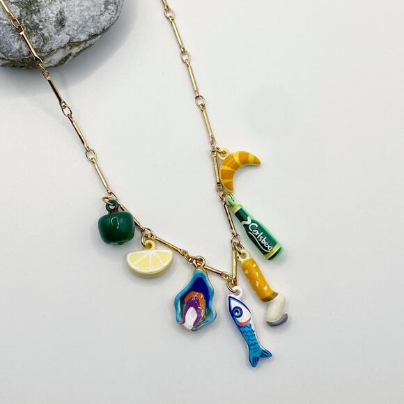 NEW Sardines & Cigarettes Ceramic Charm Layering Necklace - Picture 2 of 8